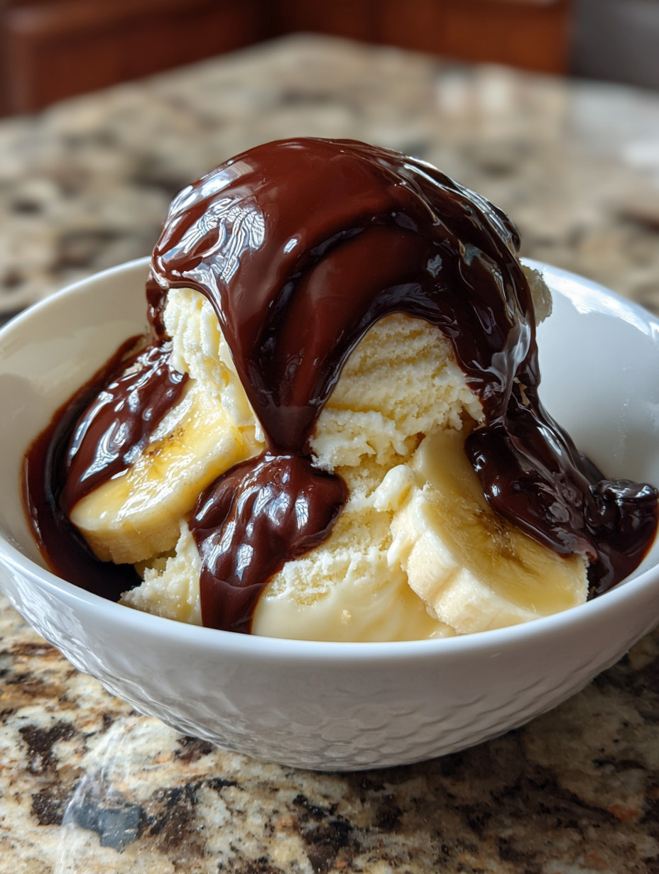 how to make banana ice cream: delicious treat with chocolate sauce